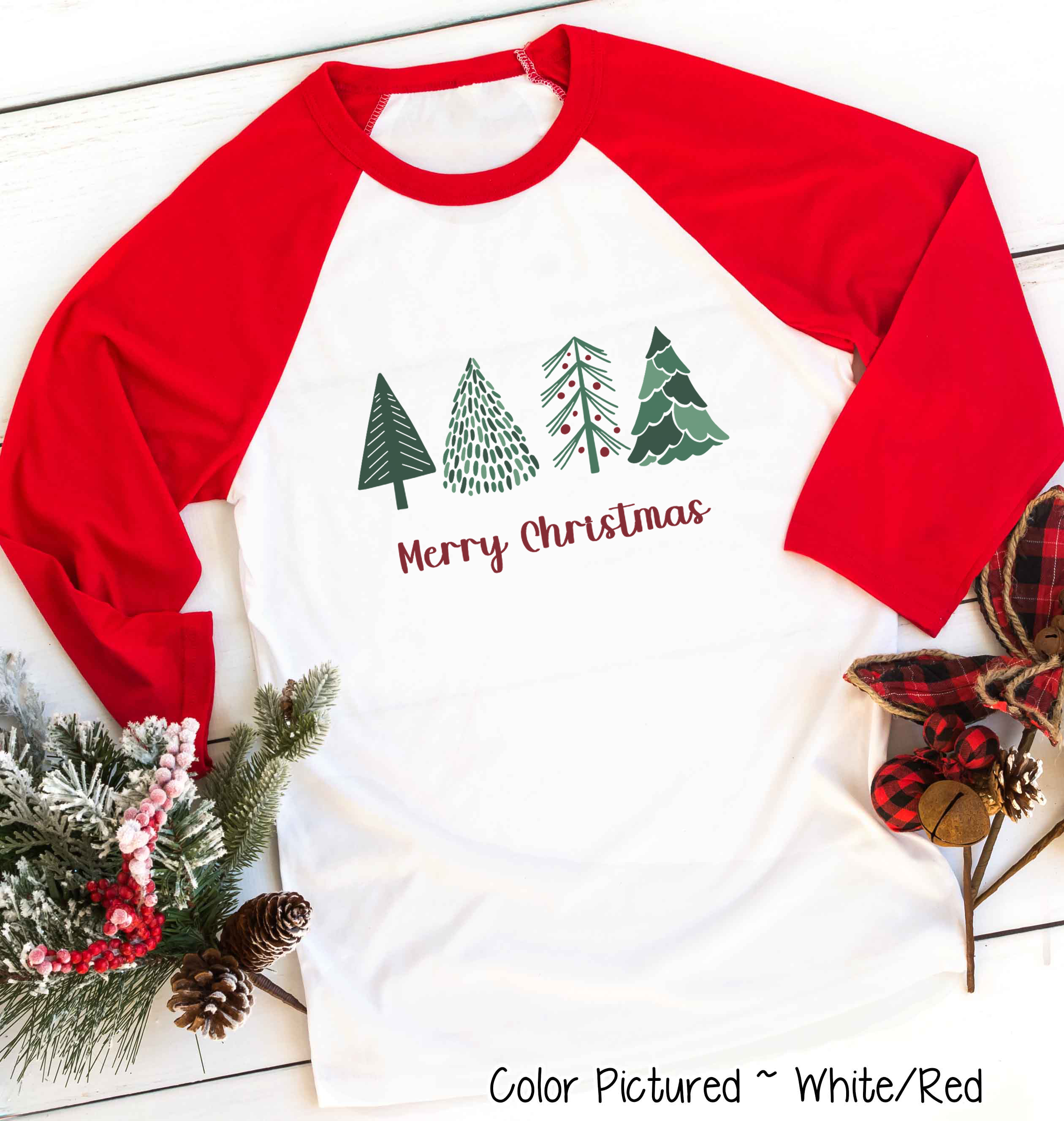 Minimalist Christmas Tree Raglan Tee
