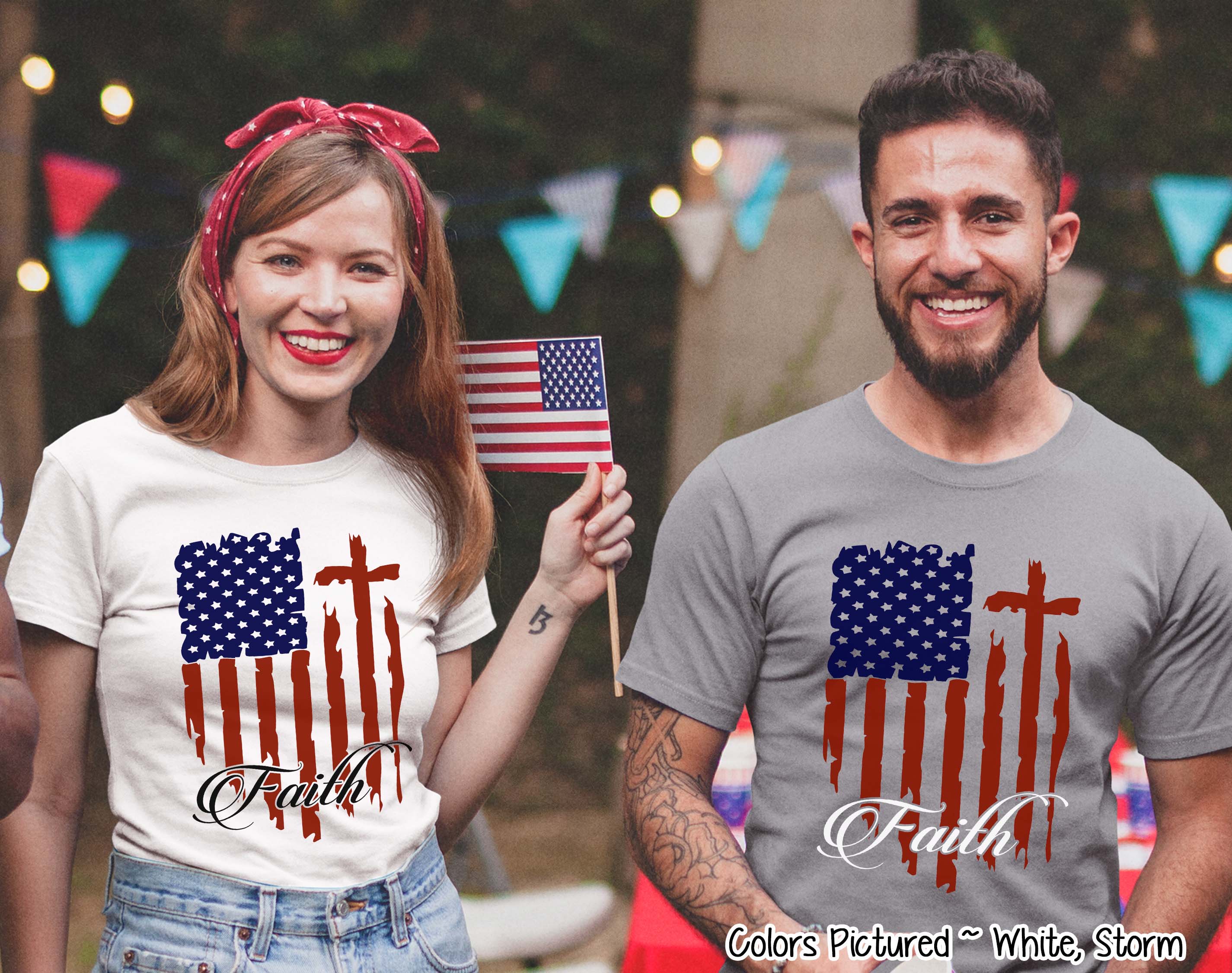 American Flag and Cross Patriotic Faith Tee