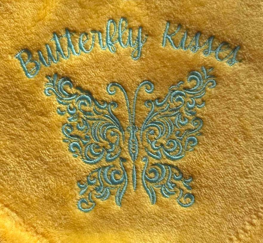 Custom Embroidery ~ Butterfly Kisses Blanket
