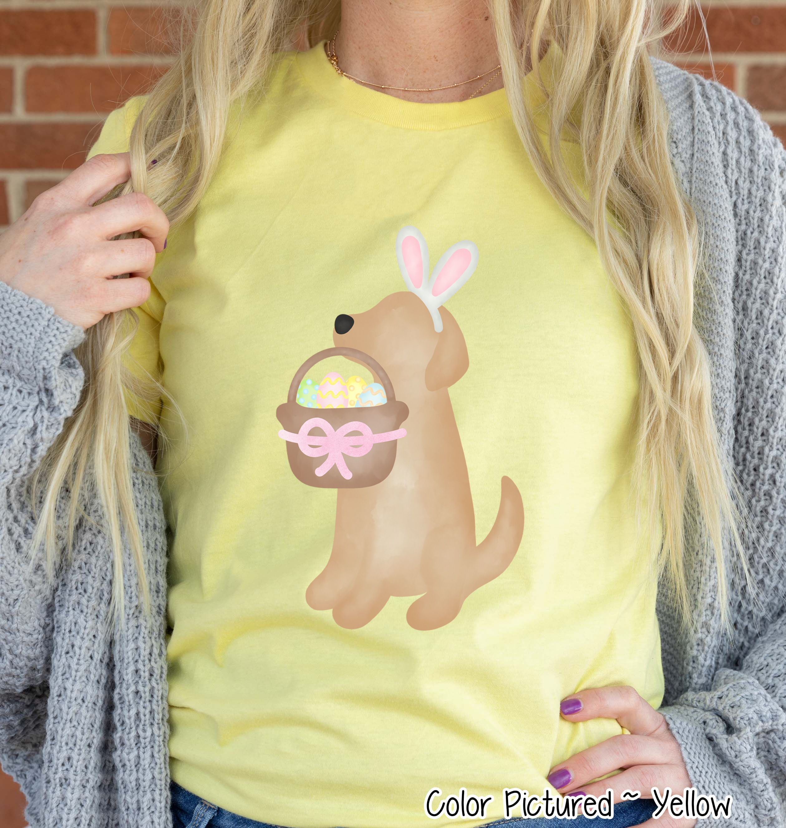 Dog Girl Yellow Lab Easter Tee