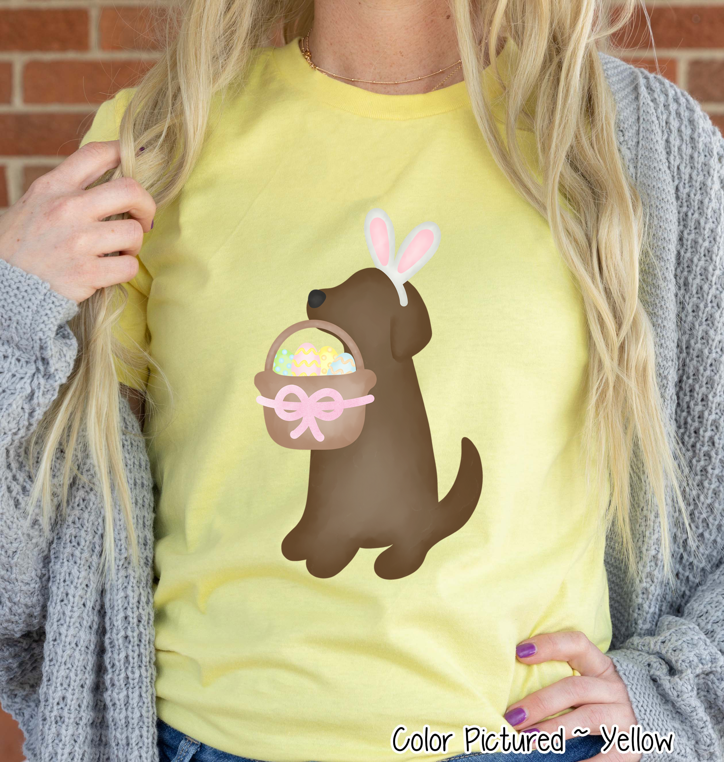 Dog Girl Brown Lab Easter Tee