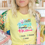 Personalized Shirt For Mimi Every Bunny's Favorite & Easter Eggs with Custom Grandkids Name Easter Day Tee
