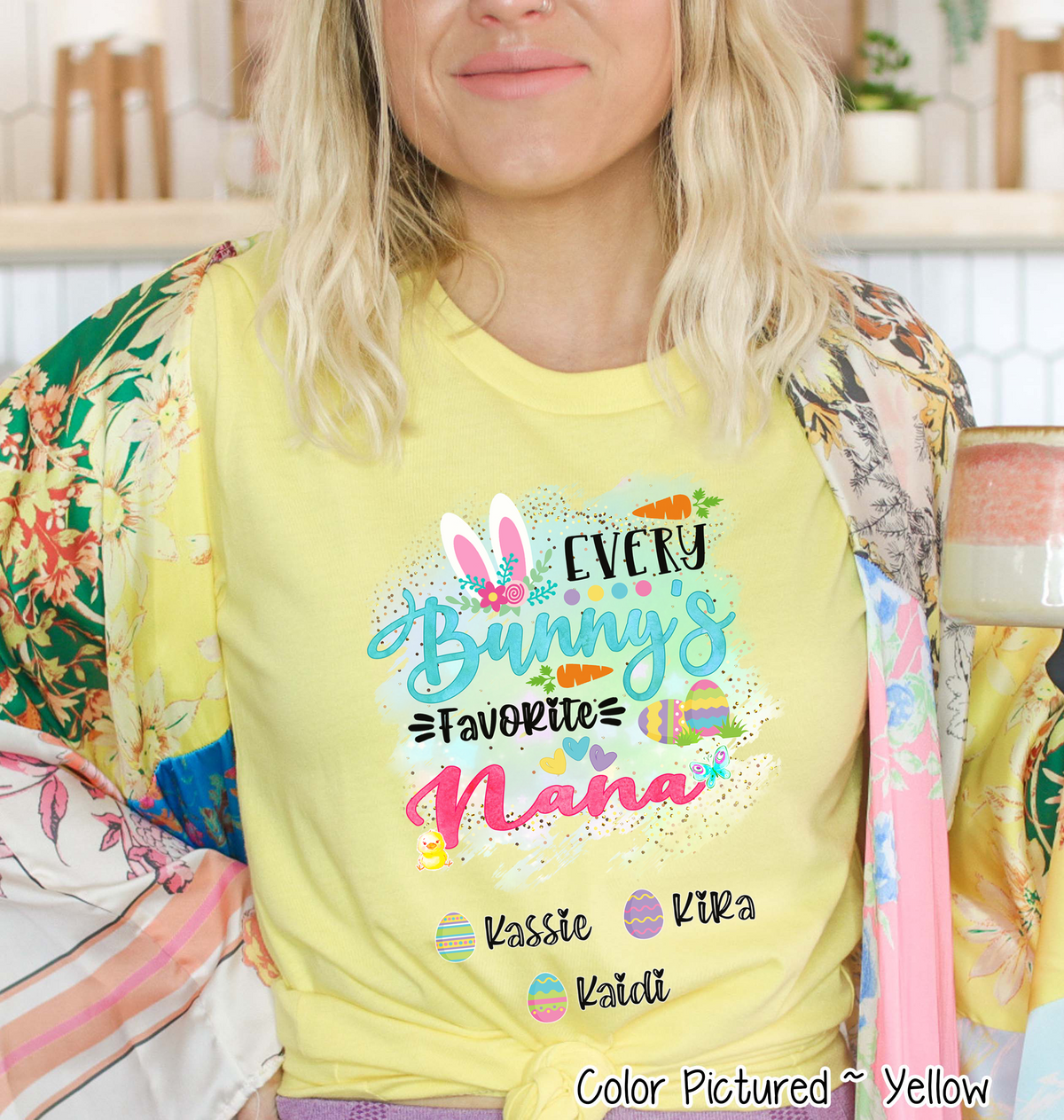 Personalized Shirt For Nana Every Bunny's Favorite & Easter Eggs with Custom Grandkids Name Easter Day Tee