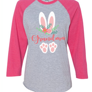 Floral Bunny Ears & Feet with Grandma Easter Raglan Tee