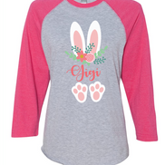 Floral Bunny Ears & Feet with Gigi Easter Raglan Tee
