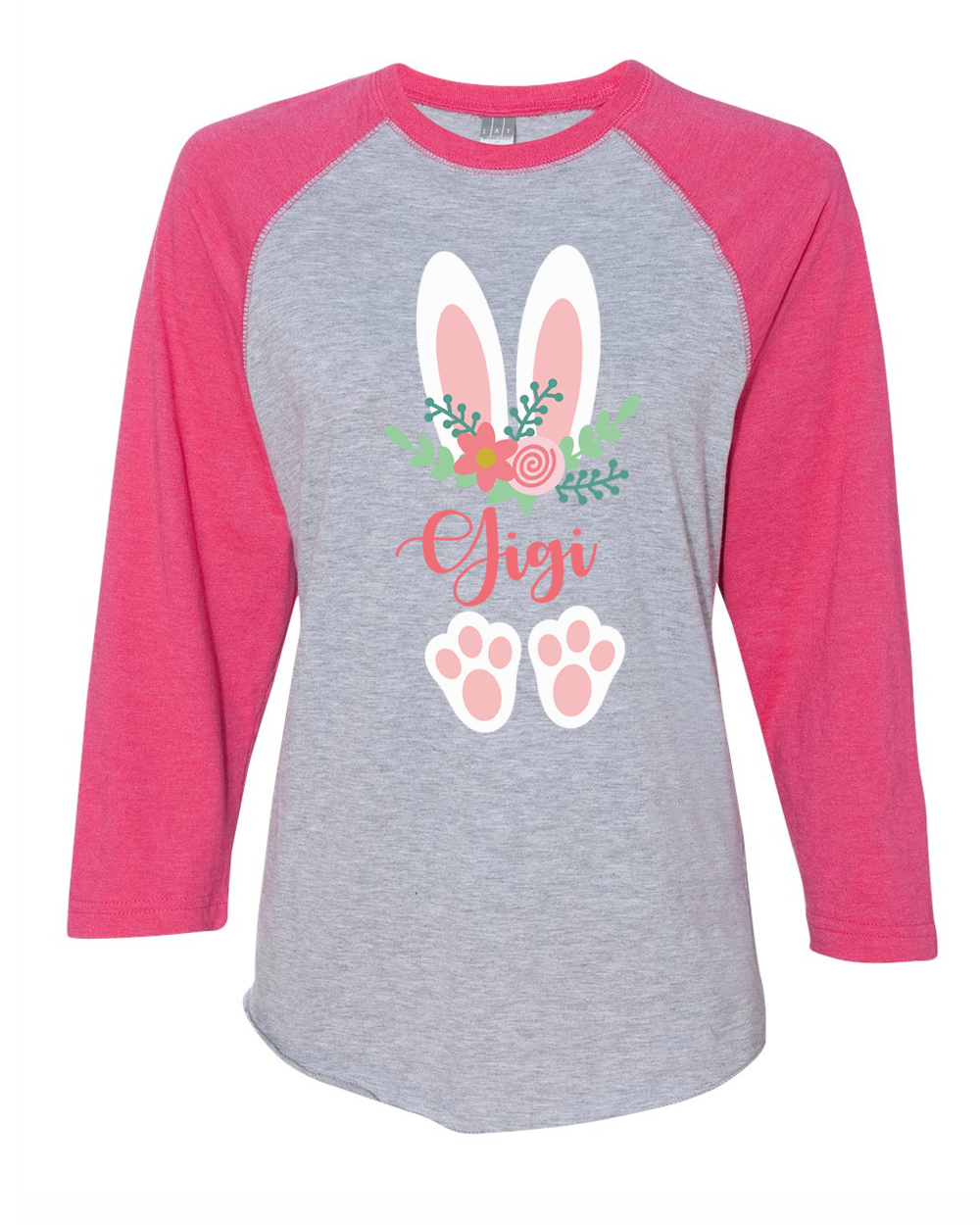 Floral Bunny Ears & Feet with Gigi Easter Raglan Tee