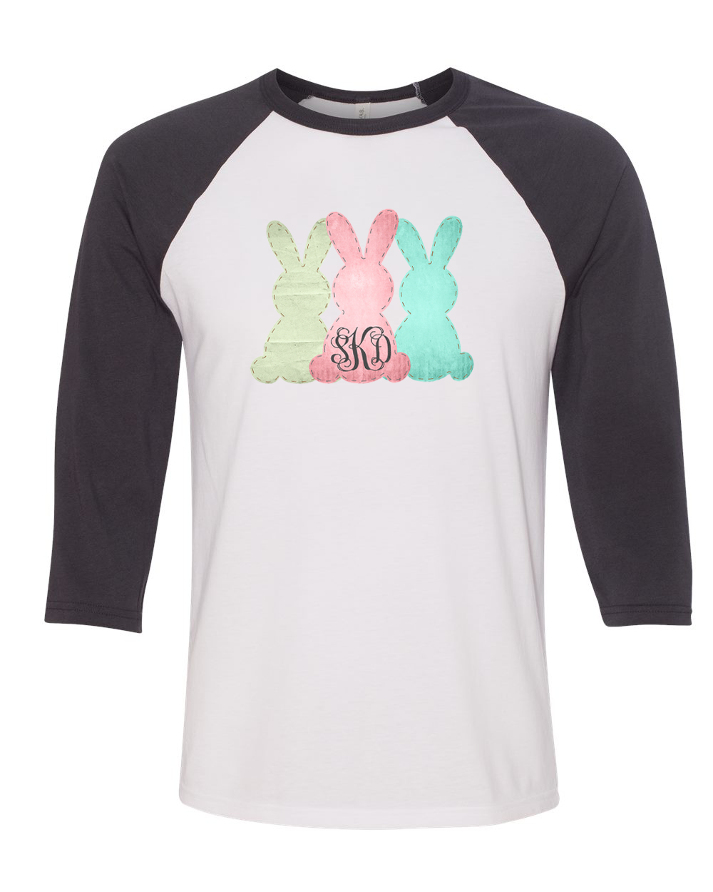 Monogram Bunny Trio Easter Raglan Tee