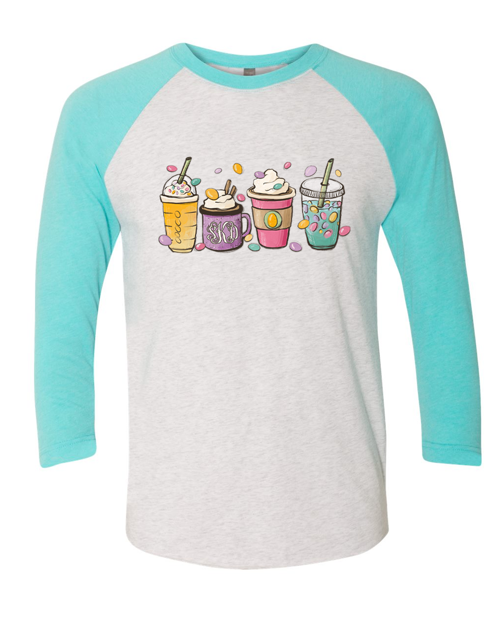Monogram Coffe Latte Easter Drinks Raglan Tee
