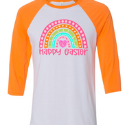 Monogram Happy Easter Rainbow Raglan Tee
