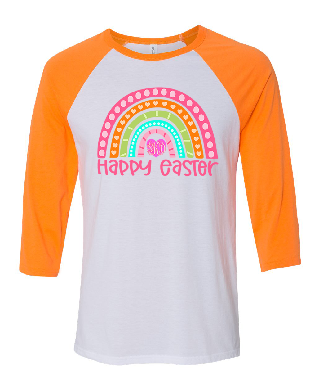 Monogram Happy Easter Rainbow Raglan Tee