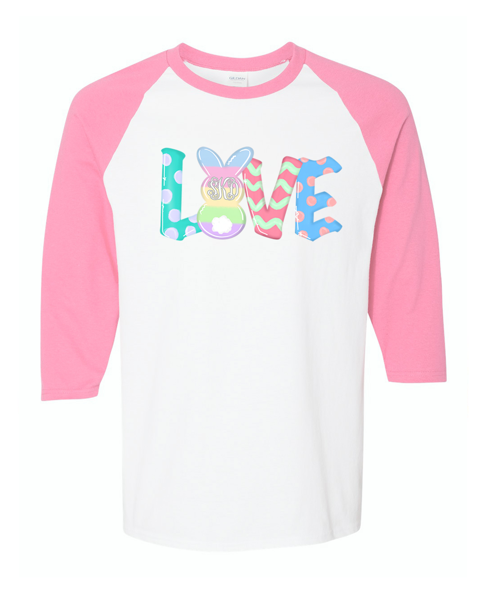 Monogram Bunny LOVE Easter Raglan Tee