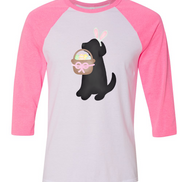 Dog Girl Black Lab Easter Raglan Tee