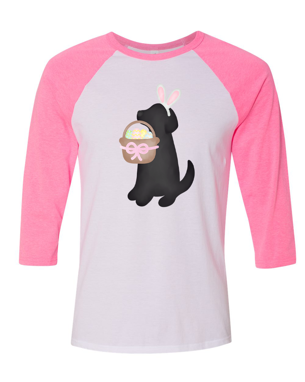 Dog Girl Black Lab Easter Raglan Tee