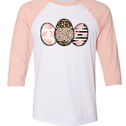 Monogram Leopard Rose Gold Easter Eggs Raglan Tee
