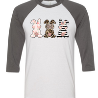 Monogram Leopard Rose Gold Bunnys Raglan Tee