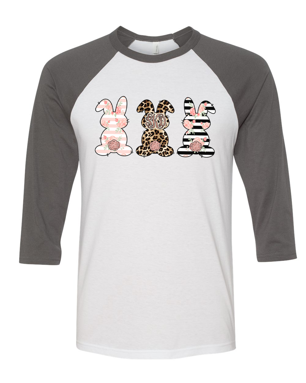 Monogram Leopard Rose Gold Bunnys Raglan Tee