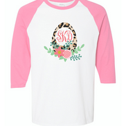 Monogram Leopard Easter Egg Raglan Tee
