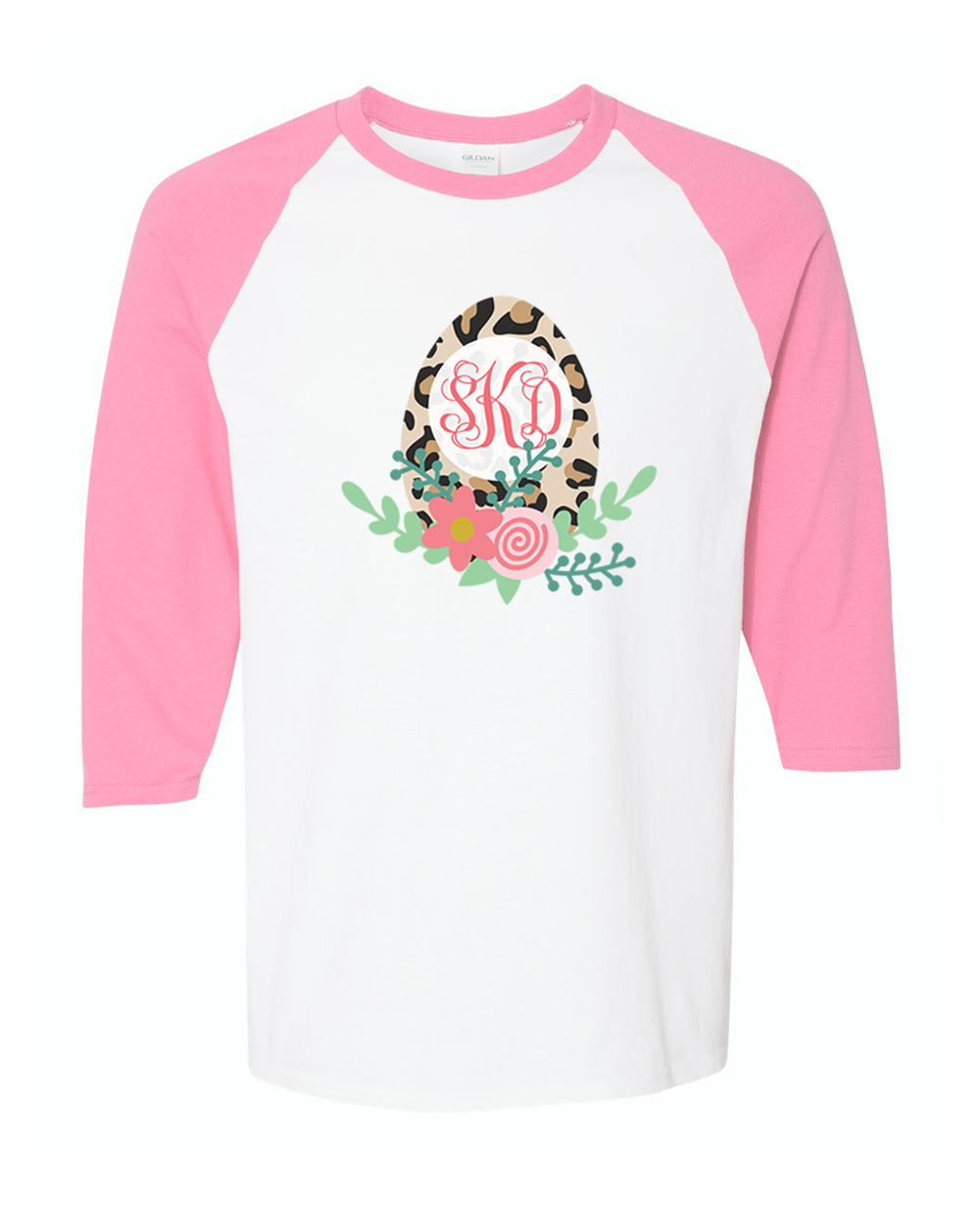 Monogram Leopard Easter Egg Raglan Tee