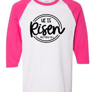 He Is Risen Christian Easter Raglan Tee