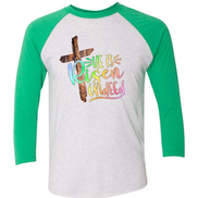He Is Risen Cross Easter Raglan Tee