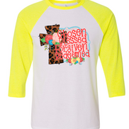 Leopard Cross Chosen Blessed Forgiven Redeemed Raglan Tee