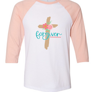 Forgiven Floral Easter Cross Raglan Tee