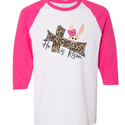 Risen Leopard Cross Easter Bunny Raglan Tee