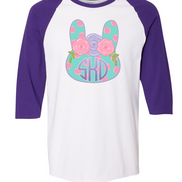 Monogram Polka Dot Bunny Head Easter Raglan Tee