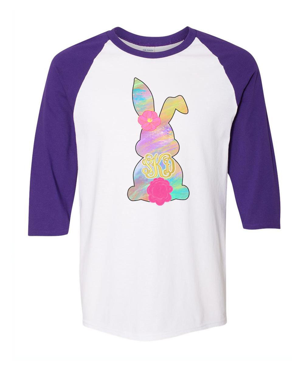 Monogram Pastel Easter Bunny Raglan Tee
