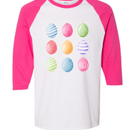 Monogram Watercolor Easter Eggs Raglan Tee