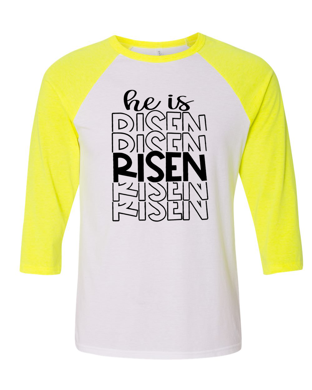 He Is Risen Mirror Print Christian Easter Raglan Tee