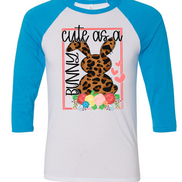 Leopard Print Cute as a Bunny Easter Raglan Tee