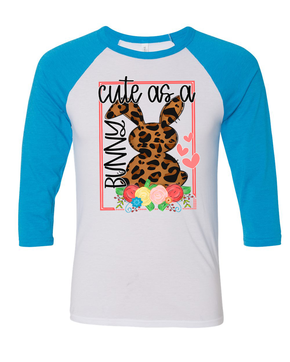 Leopard Print Cute as a Bunny Easter Raglan Tee
