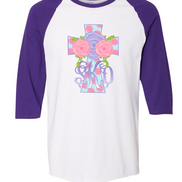 Monogram Pink Polka Dot Easter Cross Raglan Tee