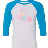 Monogram Watercolor Bunny Easter Raglan Tee