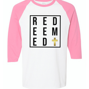 Redeemed with Gold Cross Easter Raglan Tee