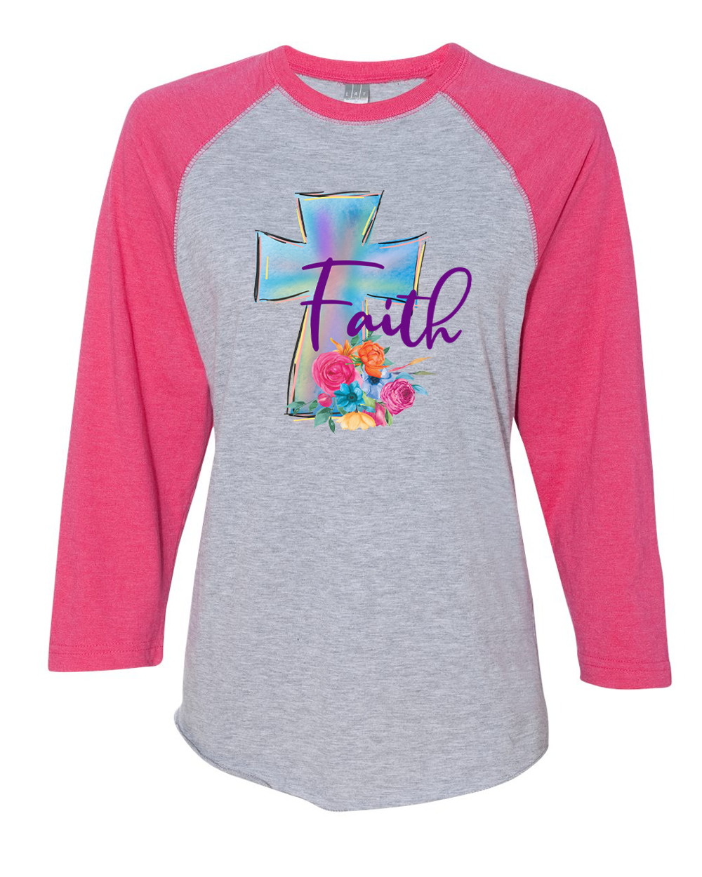 Faith Watercolor Cross Raglan Tee
