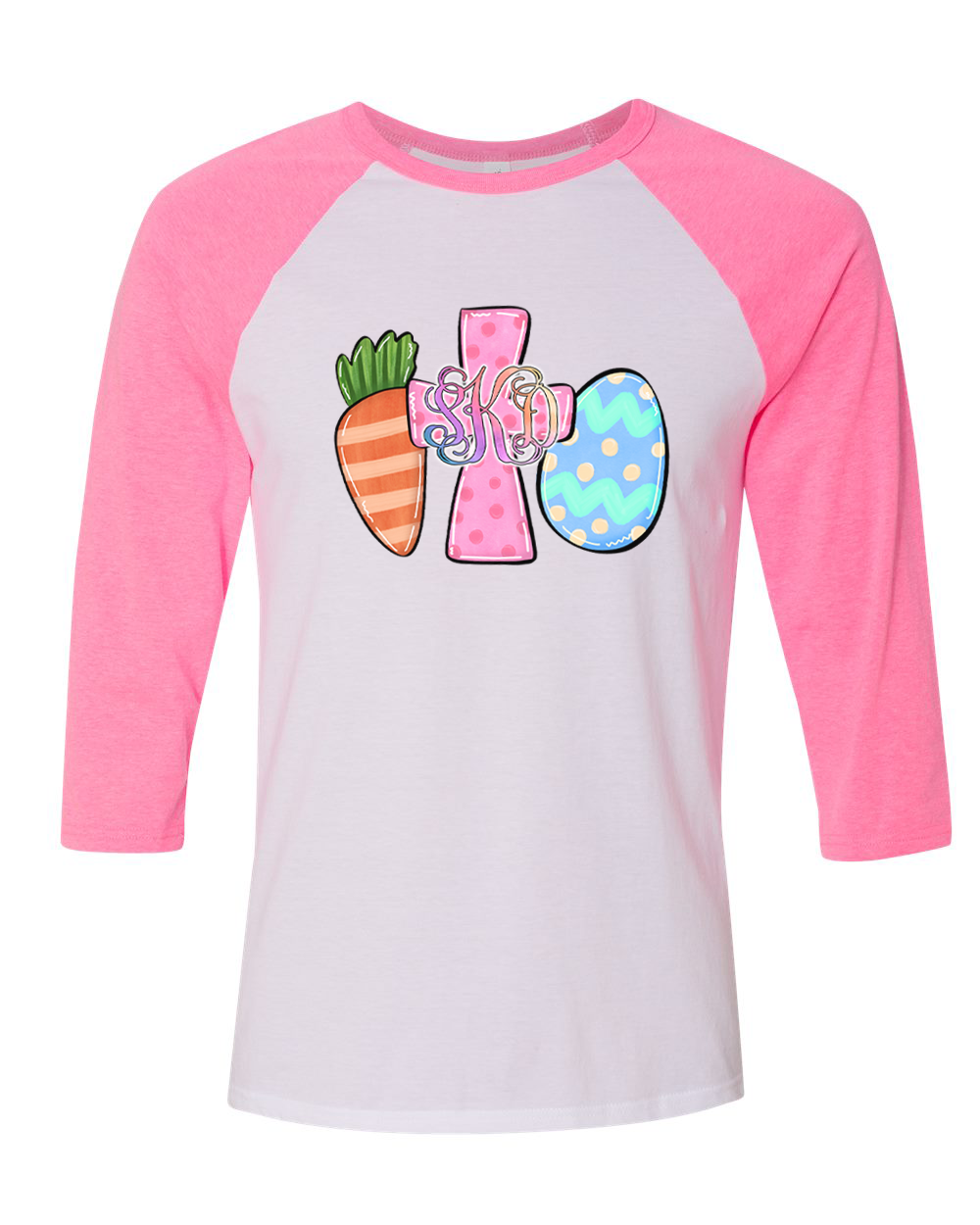 Monogram Carrot Cross & Egg Easter Raglan Tee