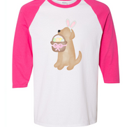 Dog Girl Yellow Lab Easter Raglan Tee
