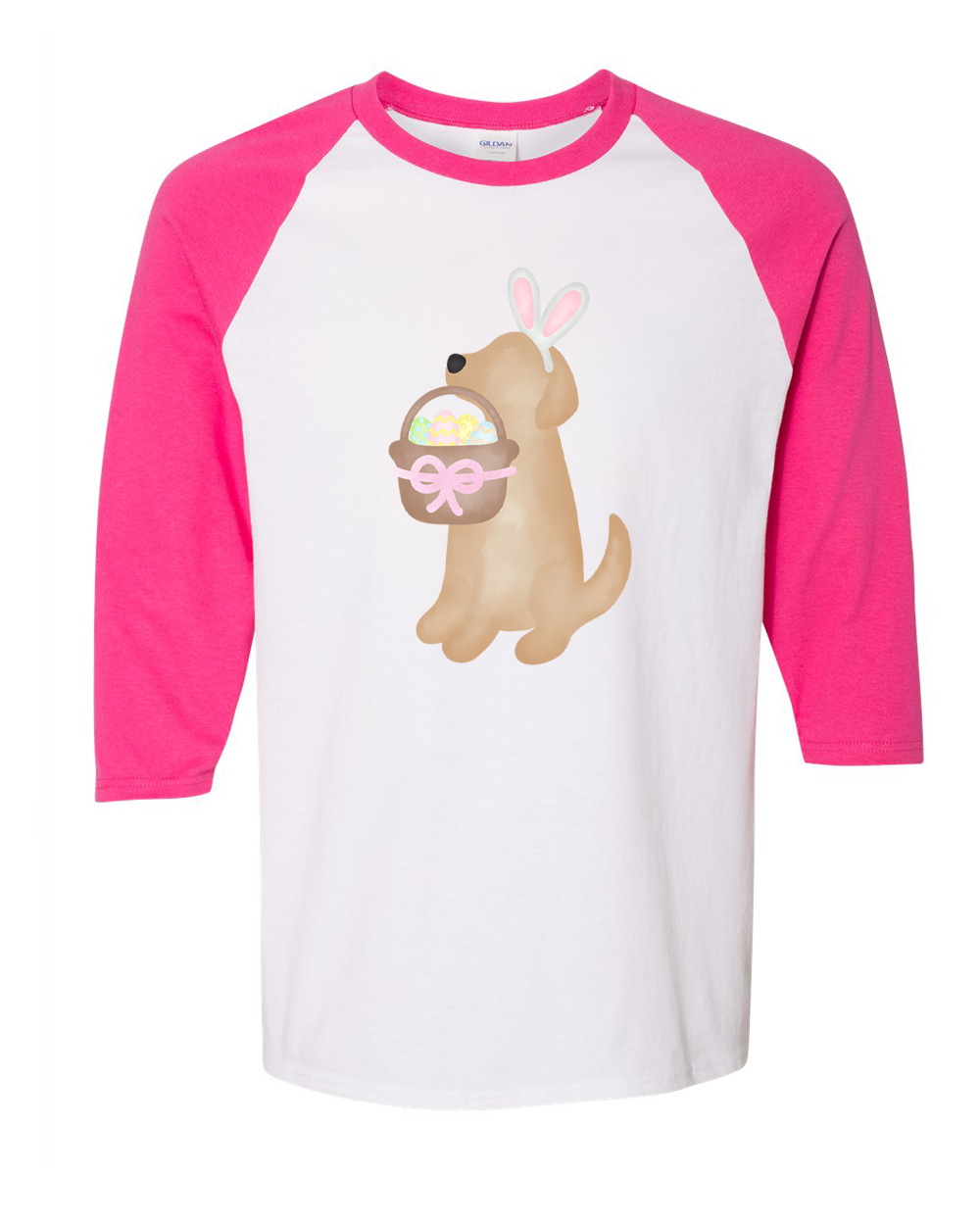 Dog Girl Yellow Lab Easter Raglan Tee
