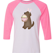 Dog Girl Brown Lab Easter Raglan Tee