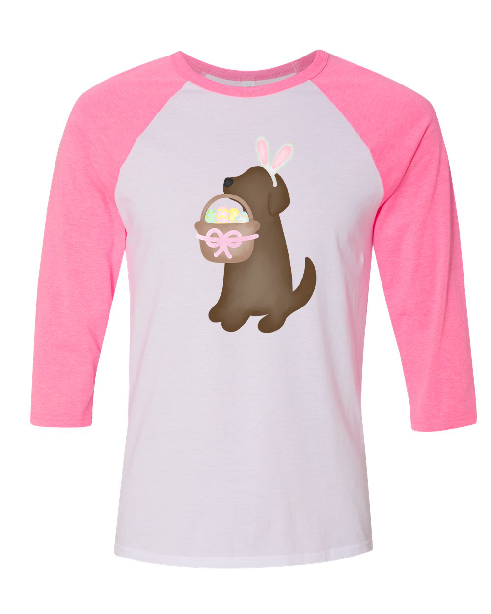 Dog Girl Brown Lab Easter Raglan Tee