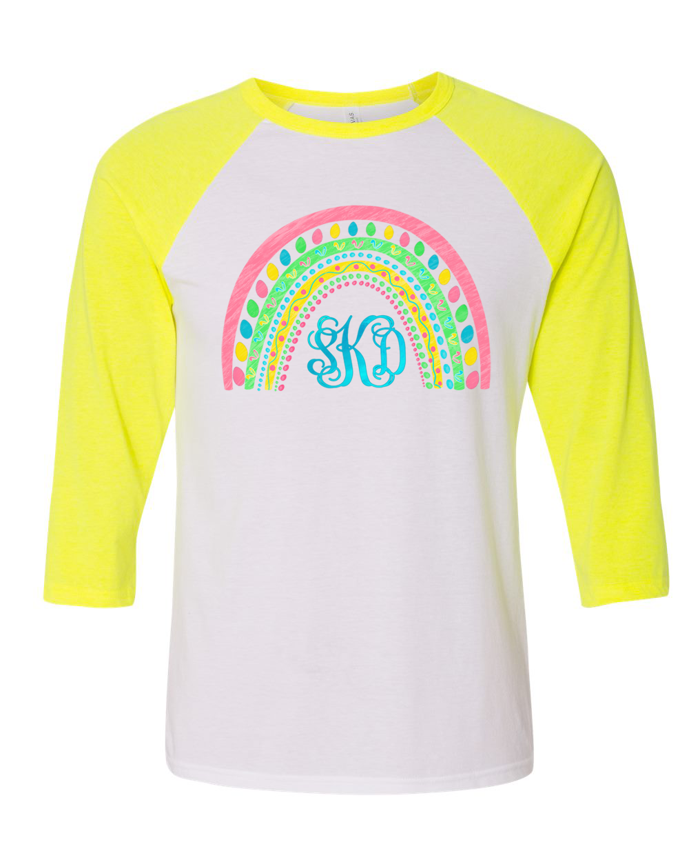 Monogram Easter Rainbow Raglan Tee