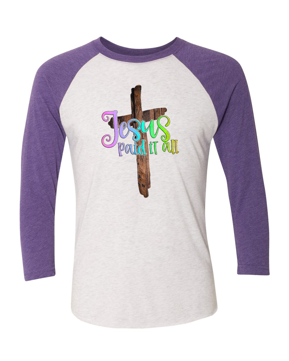 Jesus Paid It All Cross Raglan Tee