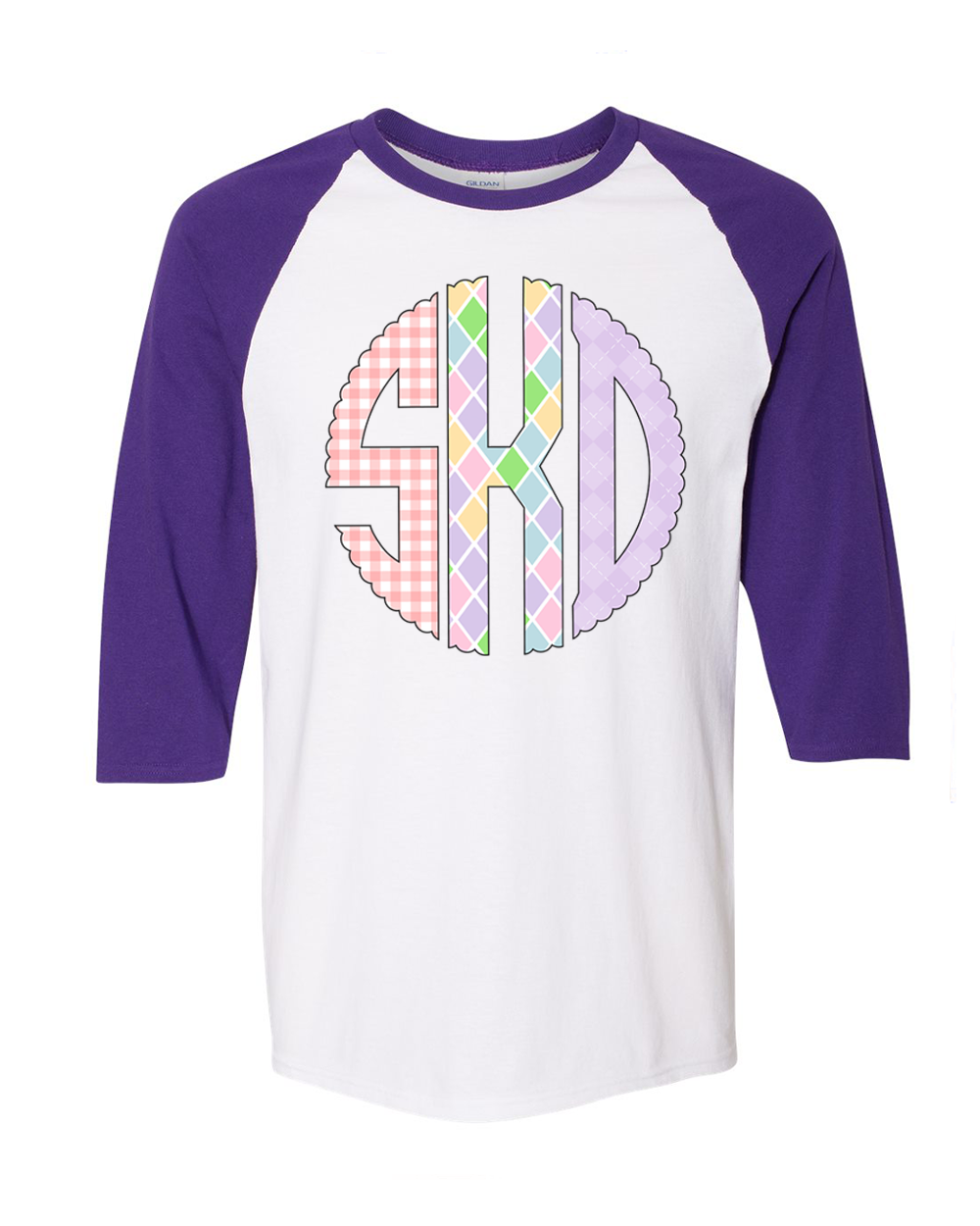 Easter Print Big Monogram Raglan Tee