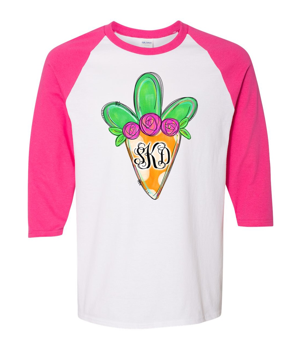 Monogram Easter Carrot Raglan Tee