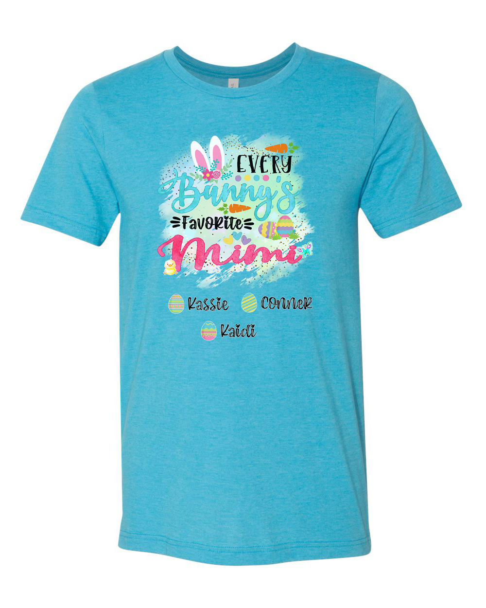 Personalized Shirt For Mimi Every Bunny's Favorite & Easter Eggs with Custom Grandkids Name Easter Day Tee
