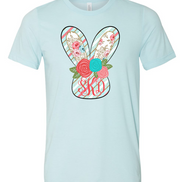 Monogram Blue and Rose Bunny Head Easter Tee