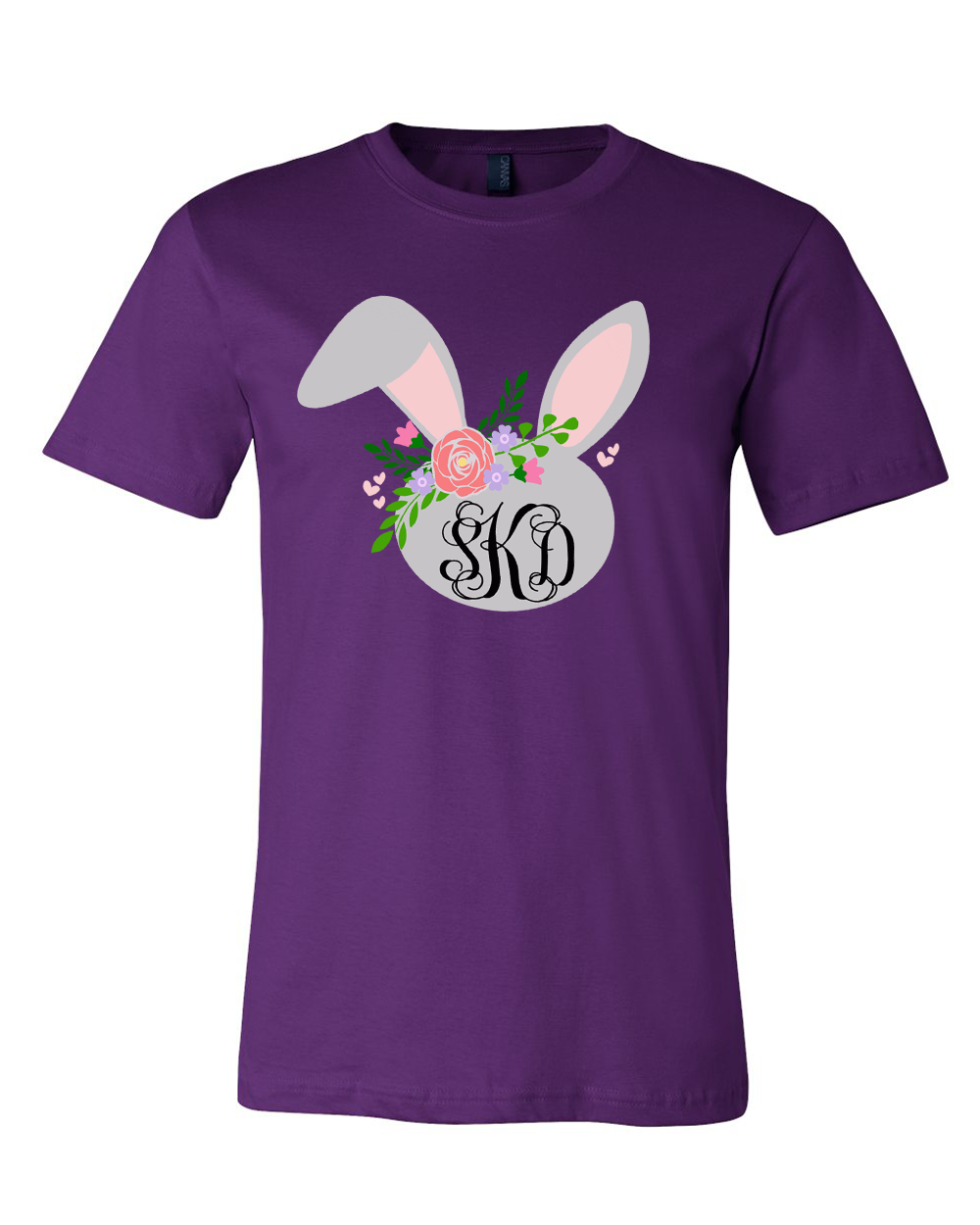 Monogram Floral Bunny Head Easter Tee