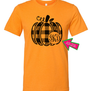 Black Plaid Monogram Pumpkin Tee